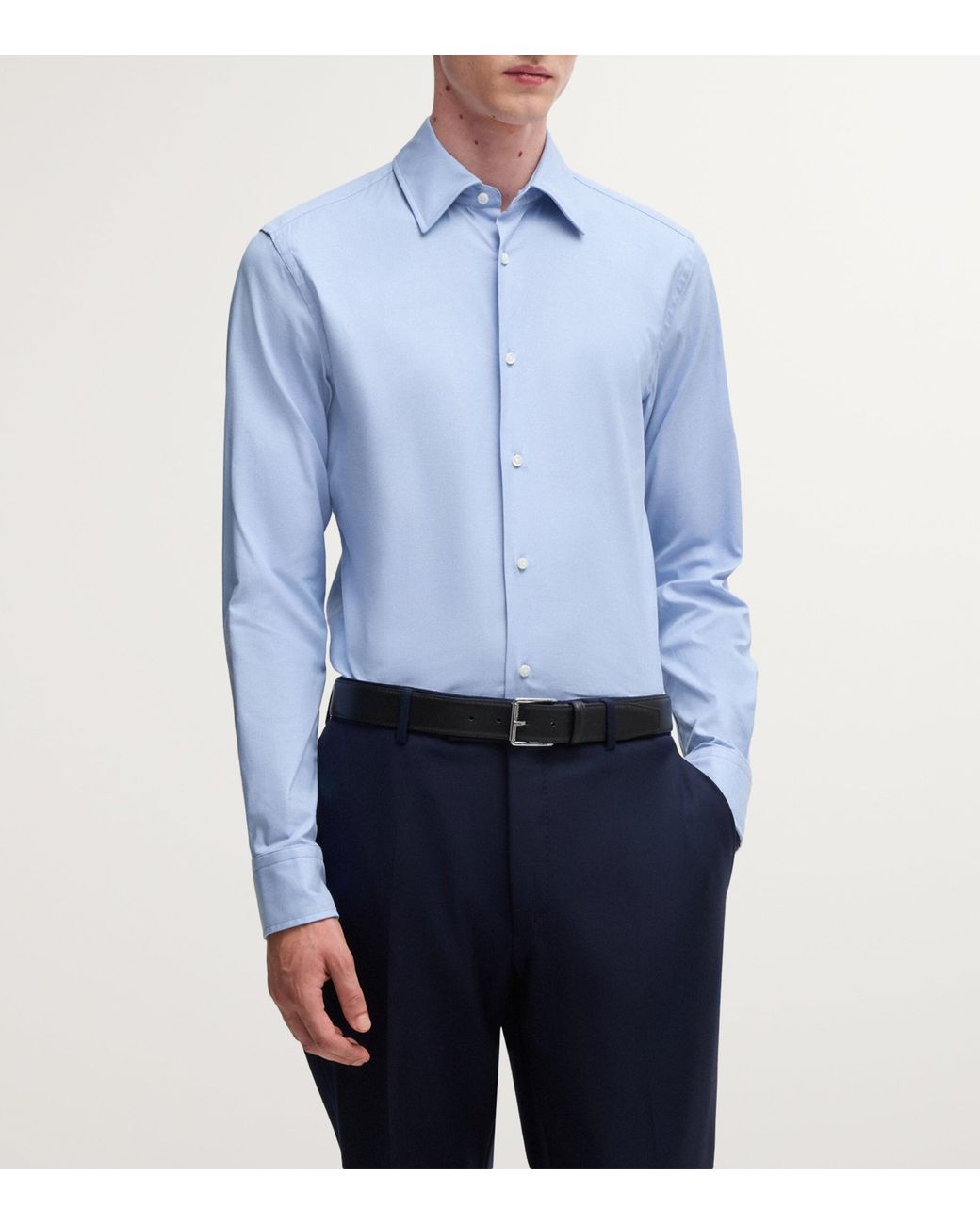 Boss Blue Stretch-Cotton Slim Shirt for men