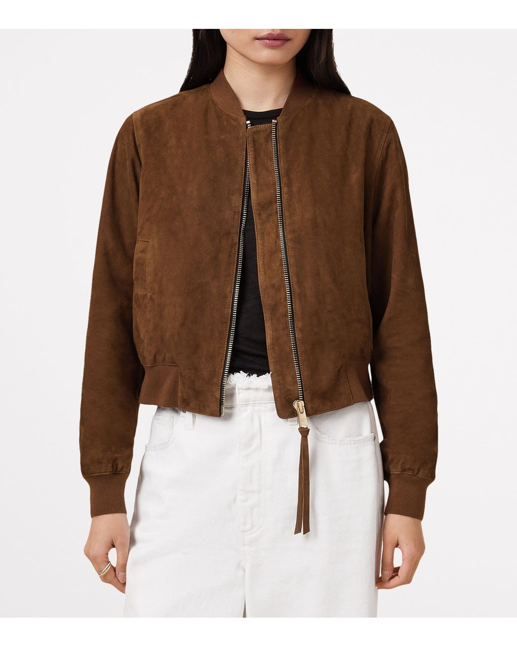 AllSaints Brown Suede Orten Bomber Jacket