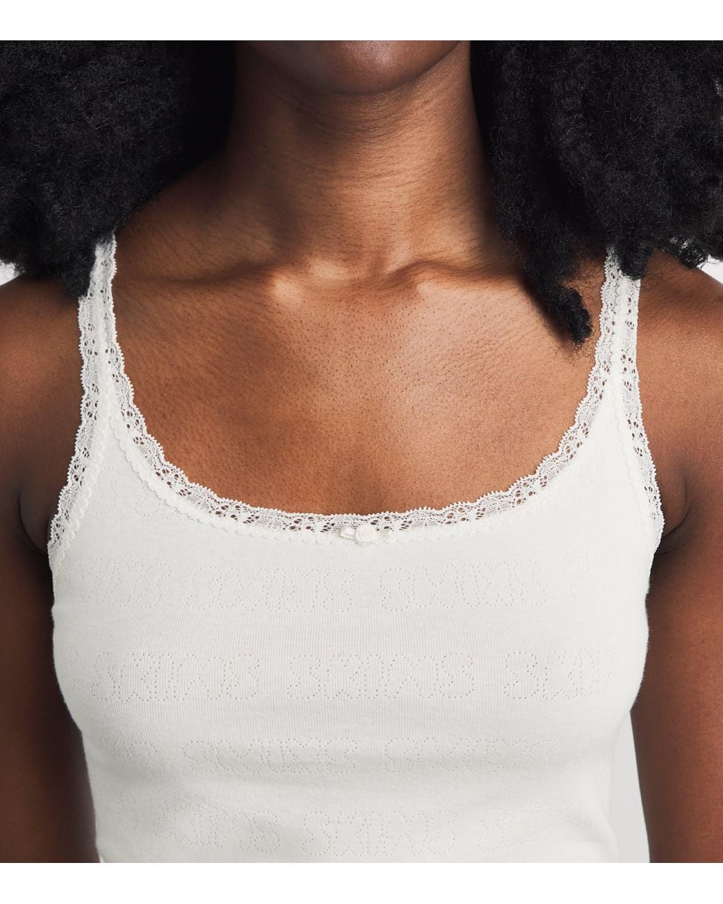 Skims White Pointelle Cami Pyjama Top