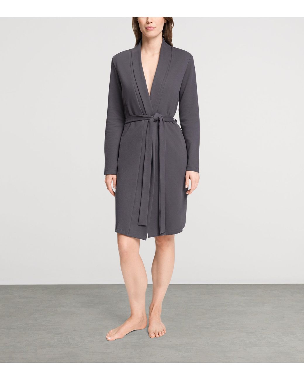 Hanro Gray Cotton-Blend Robe