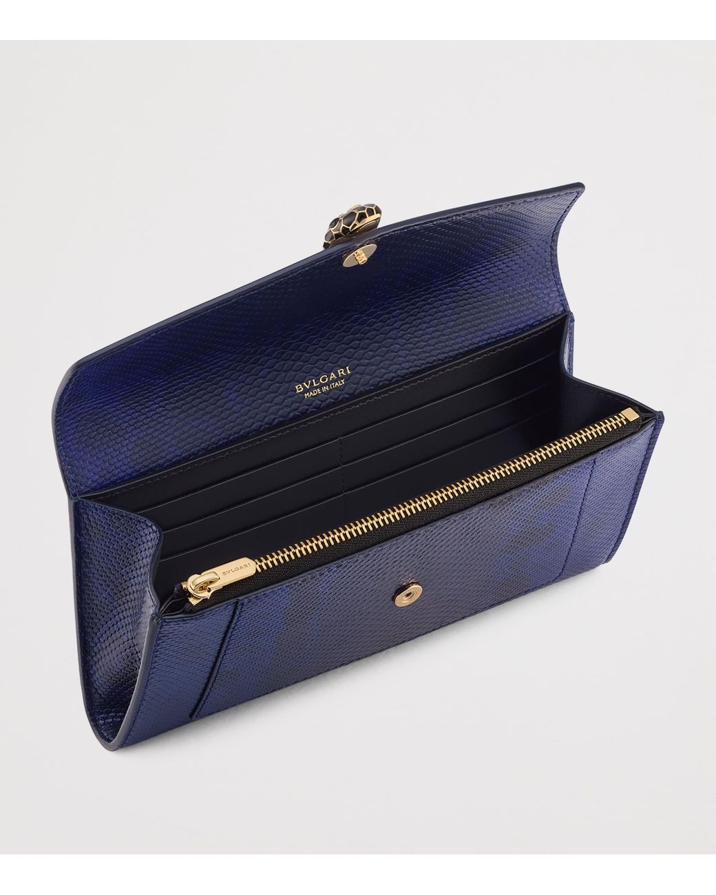 BVLGARI Blue Karung Leather Serpenti Forever Long Wallet