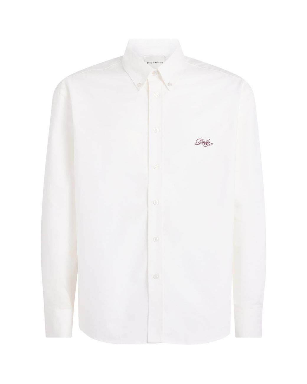 Drole de Monsieur White Cotton Embroidered Logo Shirt for men