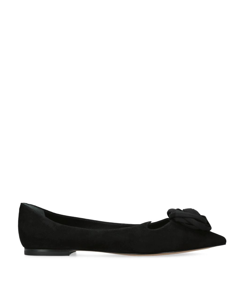 Roger Vivier Black Suede I Love Vivier Rose Ballet Flats