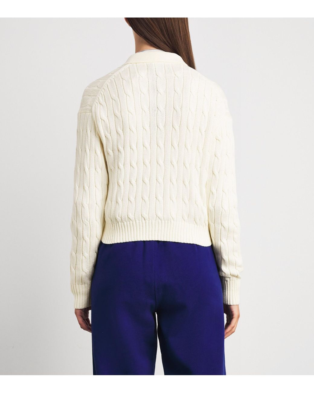 Polo Ralph Lauren White Cotton Cable-Knit Polo Cardigan