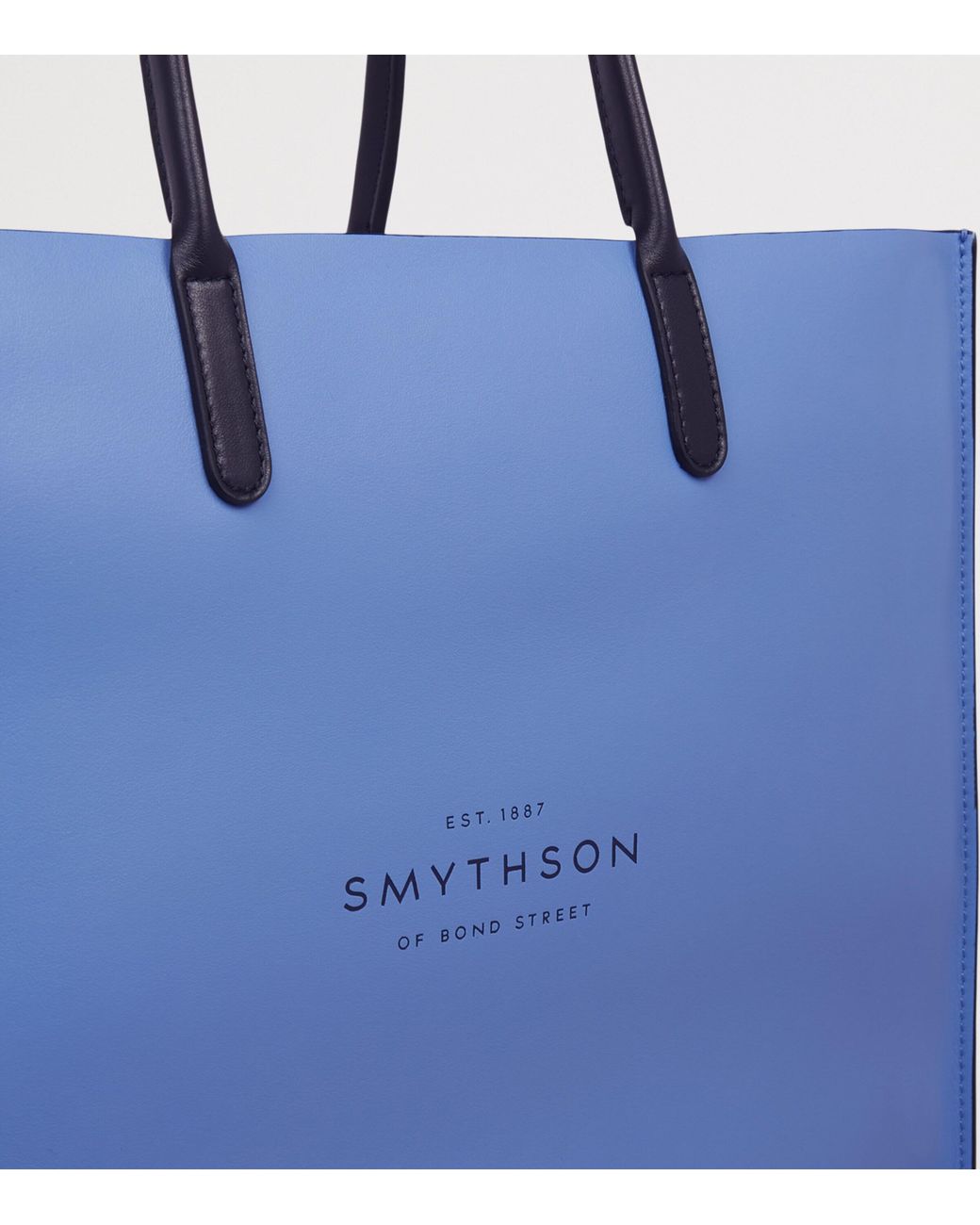 Smythson Blue Mini Leather Kingly Tote Bag