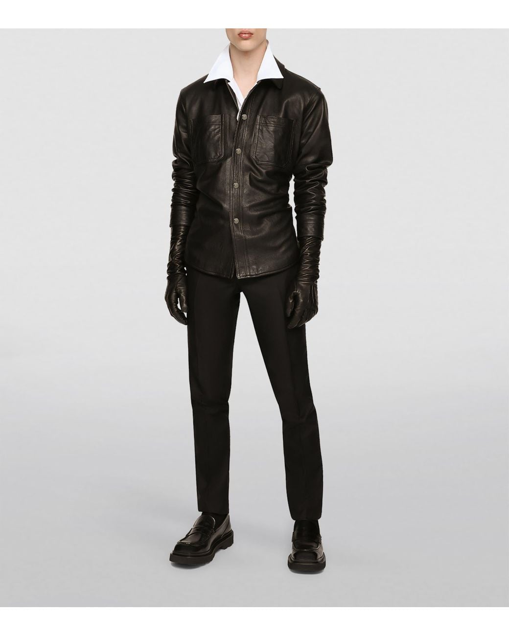 Dolce & Gabbana Black Leather Shirt for men