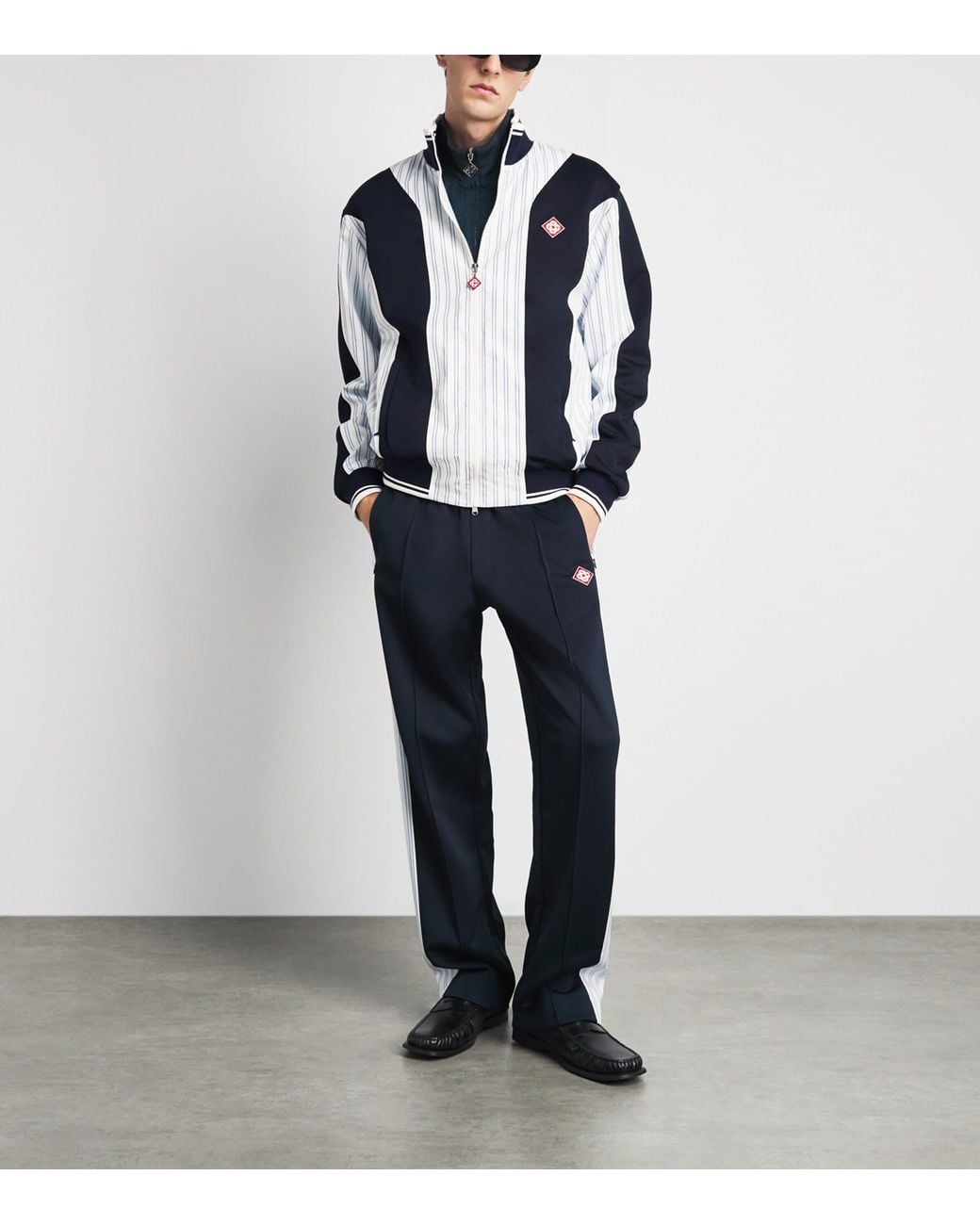 Casablanca Blue Cotton Pinstripe Panelled Track Jacket for men