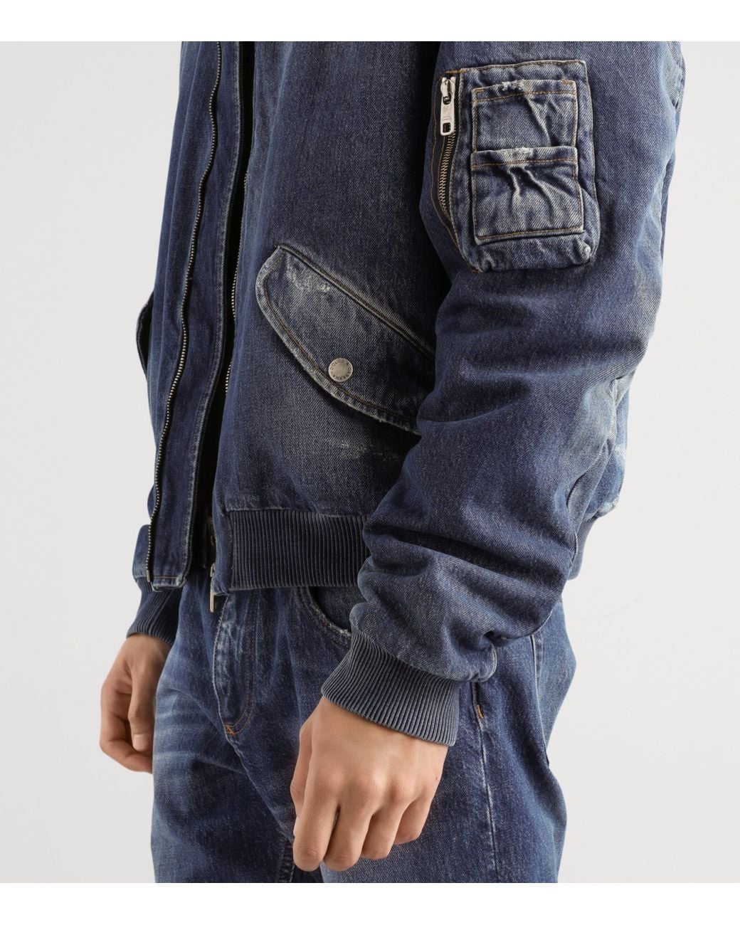 Dolce & Gabbana Blue Denim Bomber Jacket for men