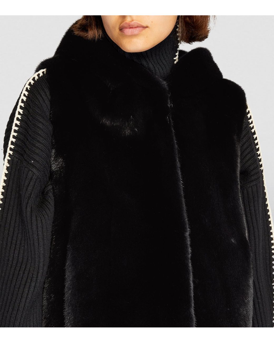 Yves Salomon Black Mink Hooded Gilet