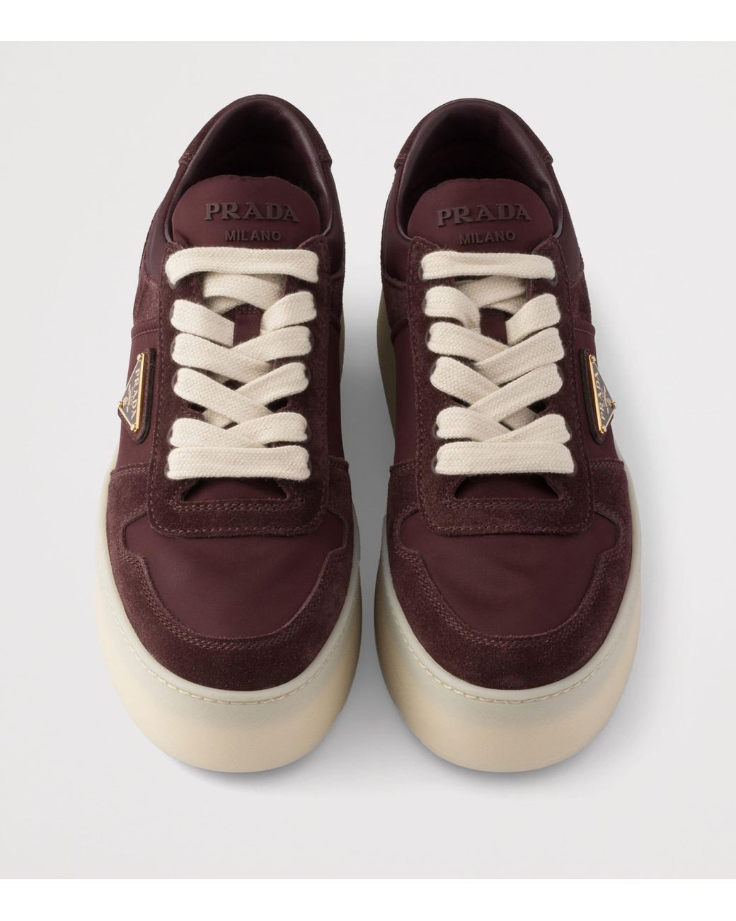 Prada Brown Downtown Bold Re-Nylon And Suede Sneakers