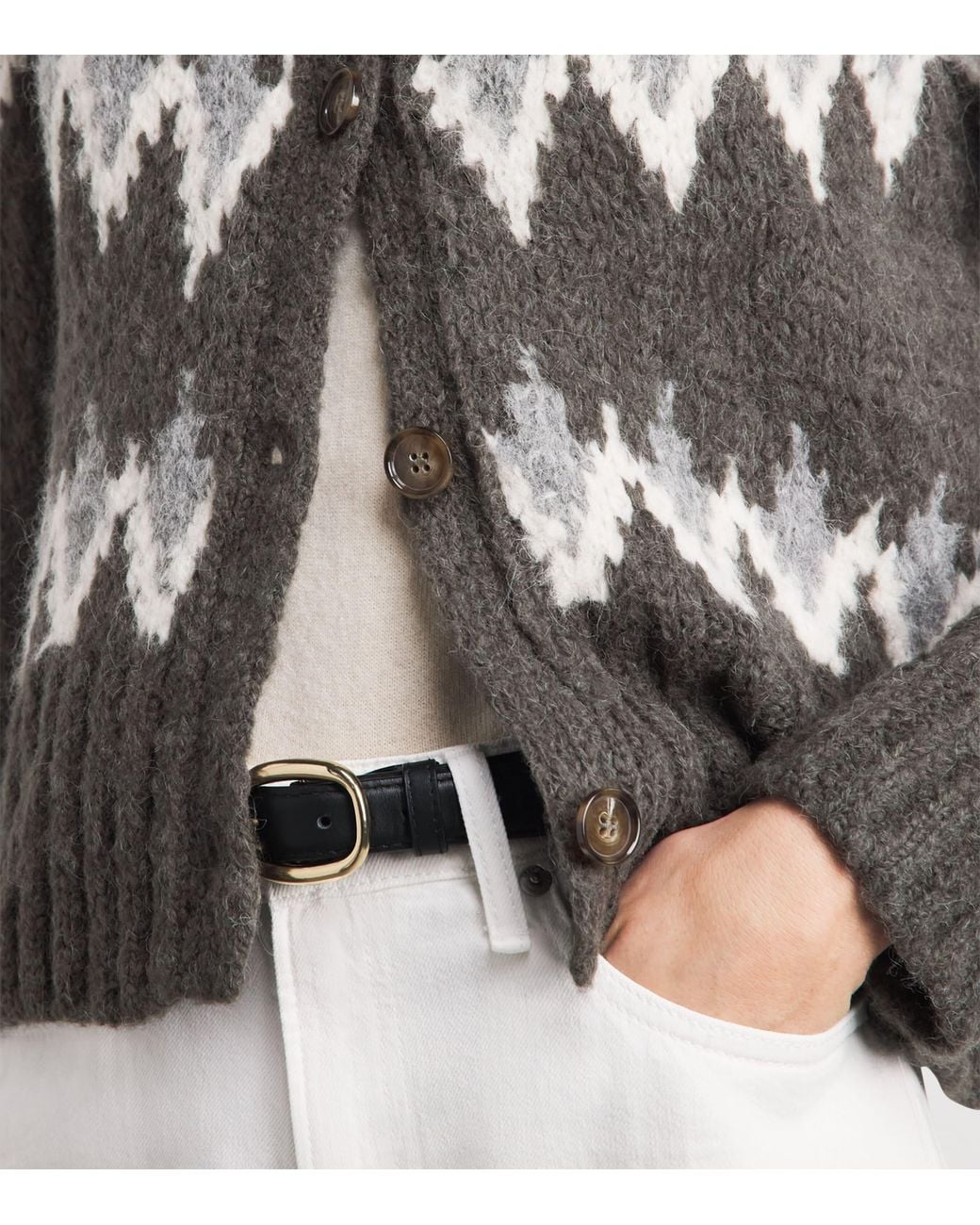 Veronica Beard Black Fair Isle Christina Cardigan