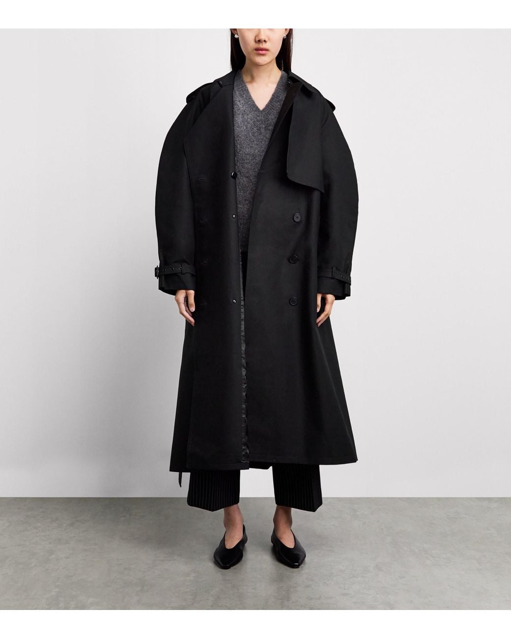 Anine Bing Black Cotton Pascale Trench Coat