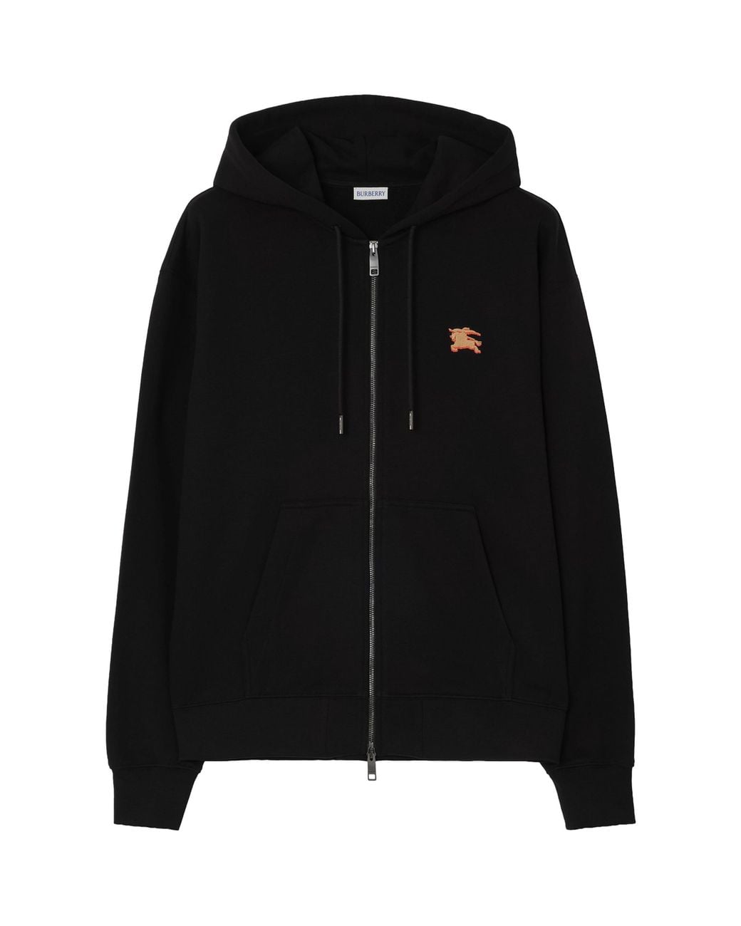 Burberry Black Cotton Ekd Zip-Up Hoodie for men
