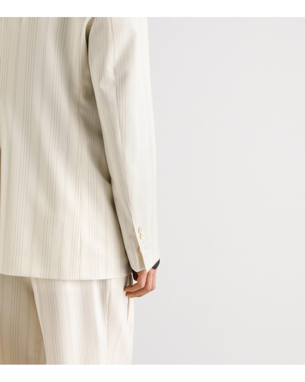 Dolce & Gabbana White Virgin Wool Pinstripe Double-Breasted Blazer for men