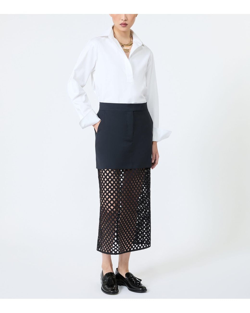 Max Mara White Stretch-Cotton Shirt