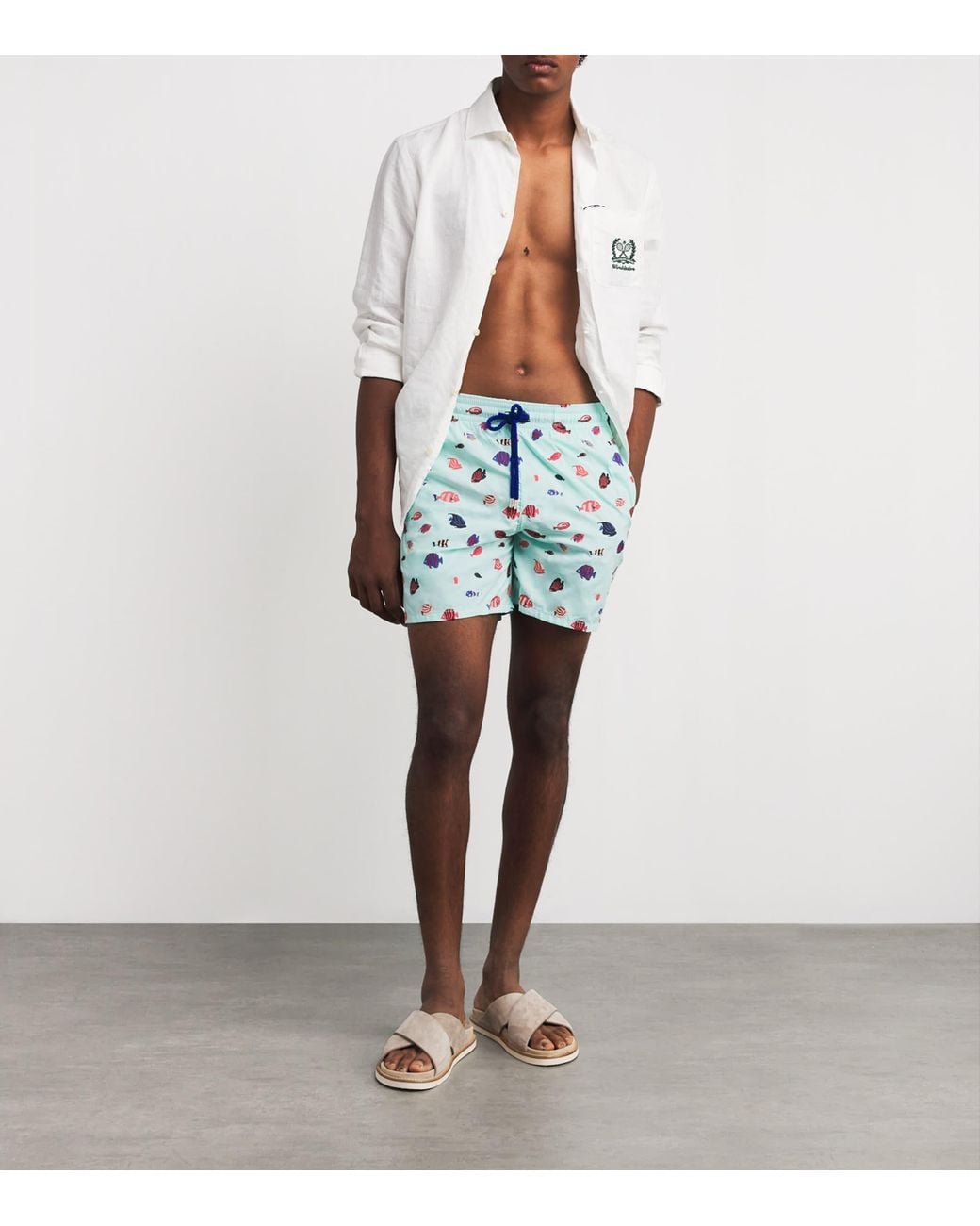 Vilebrequin Blue Embroidered Fishy Dance Swim Shorts for men