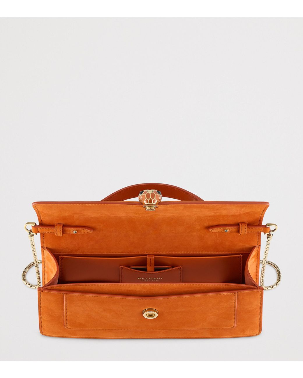 BVLGARI Orange Serpenti Forever Top-Handle Bag