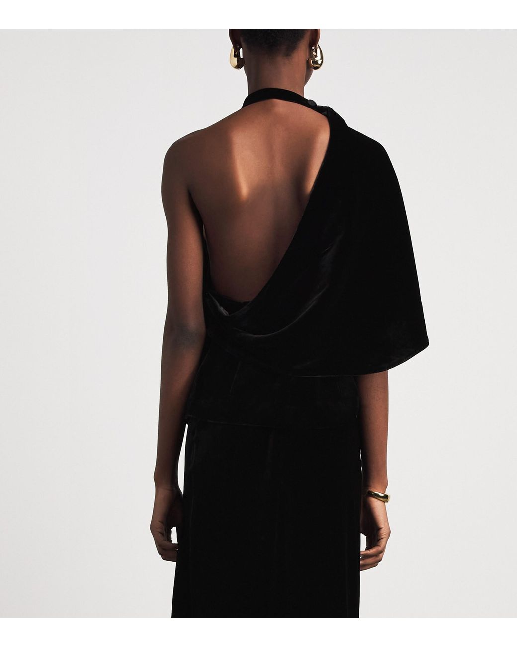 Rohe Black Velvet Draped Open-Back Top