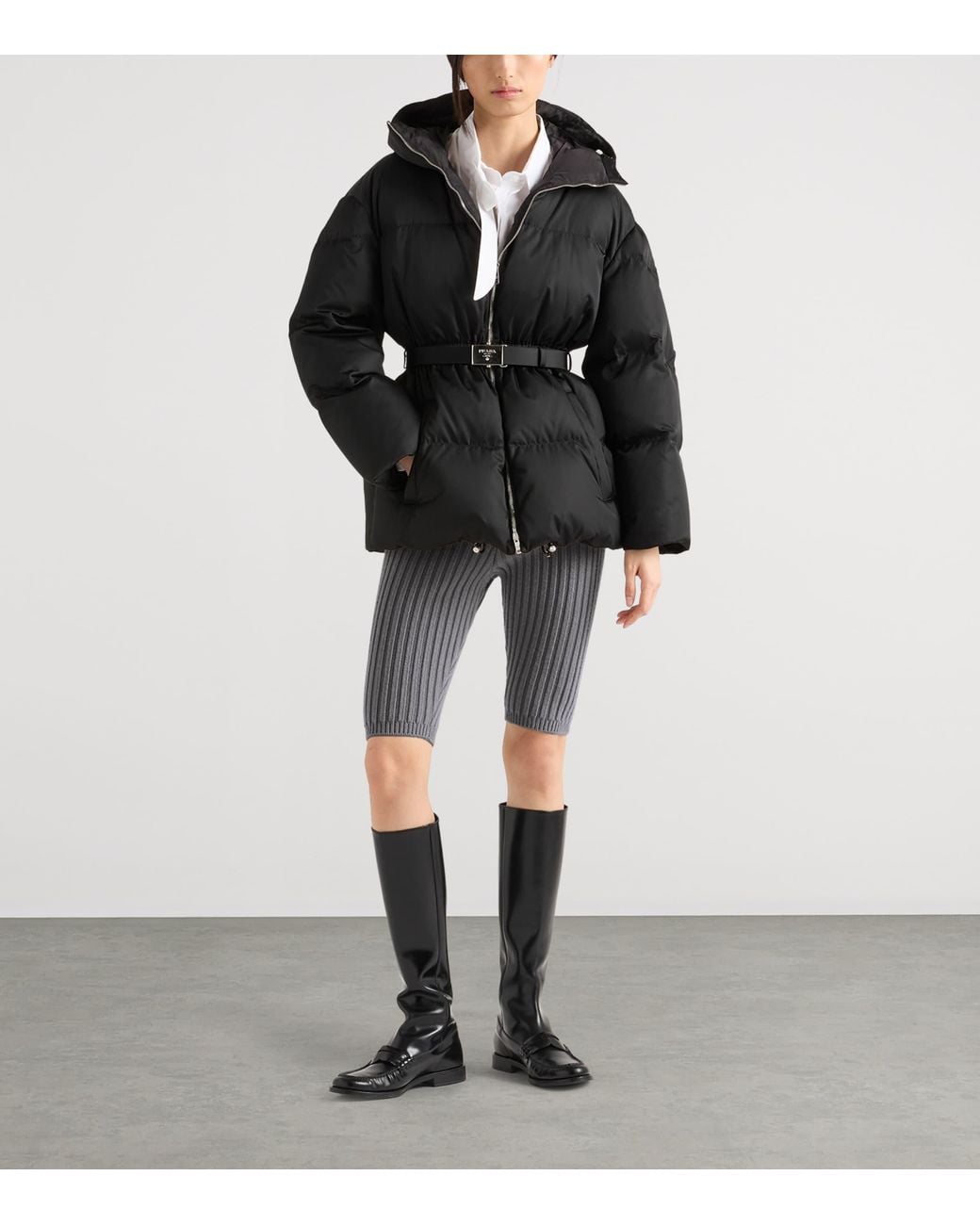 Prada Black Down Re-Nylon Hooded Jacket