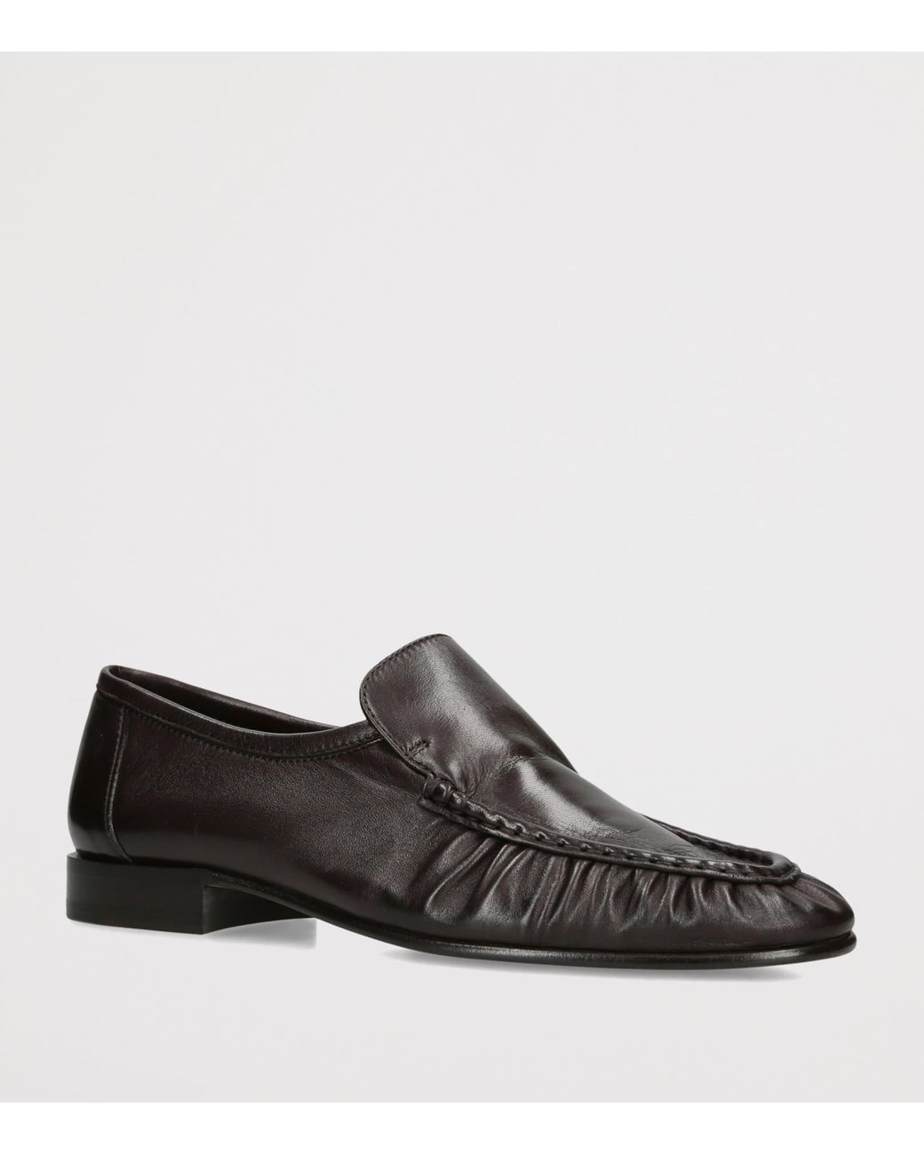 The Row Black Soft Moccasin Two Leather Loafers