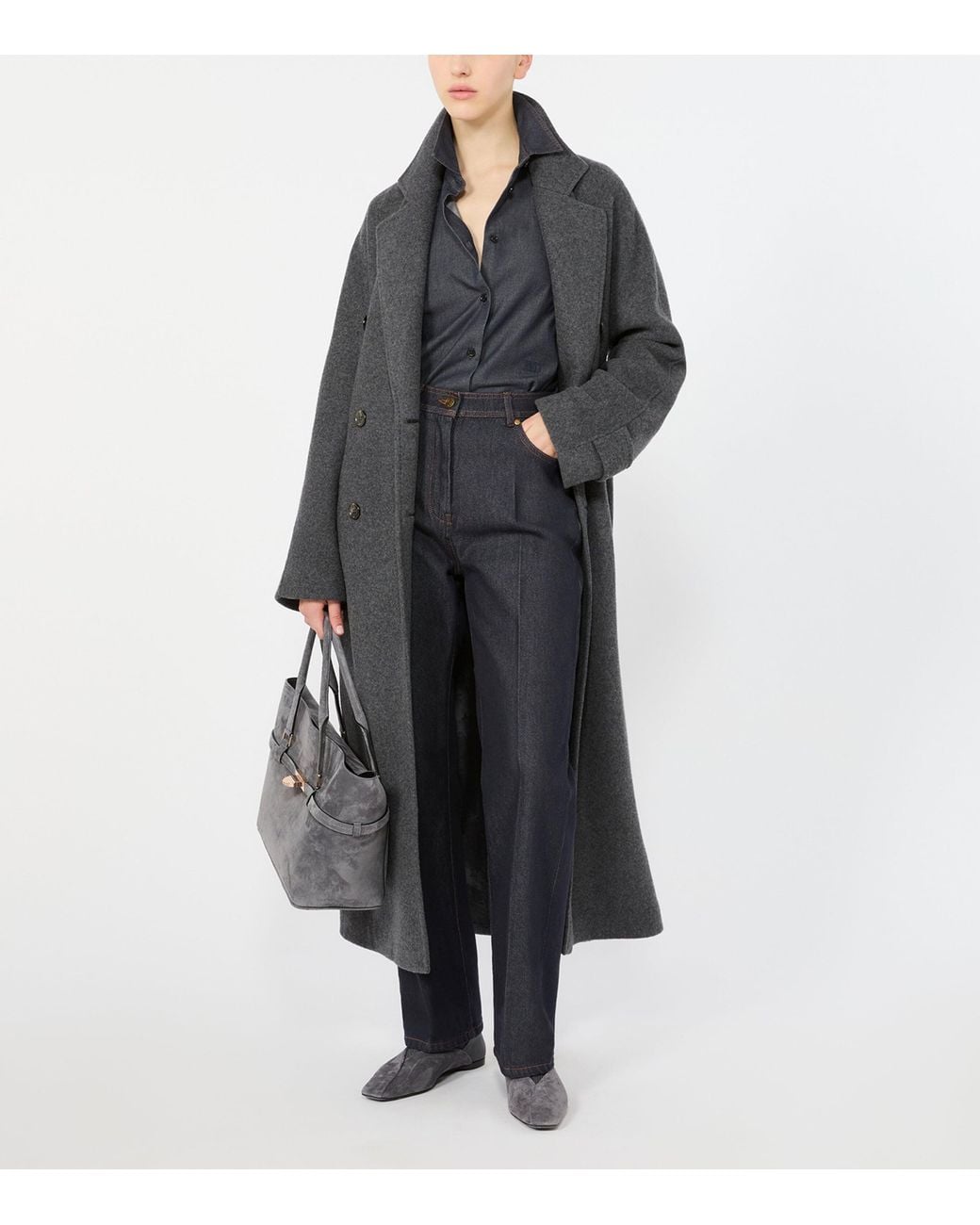 Max Mara Blue Cotton Chambray Trousers