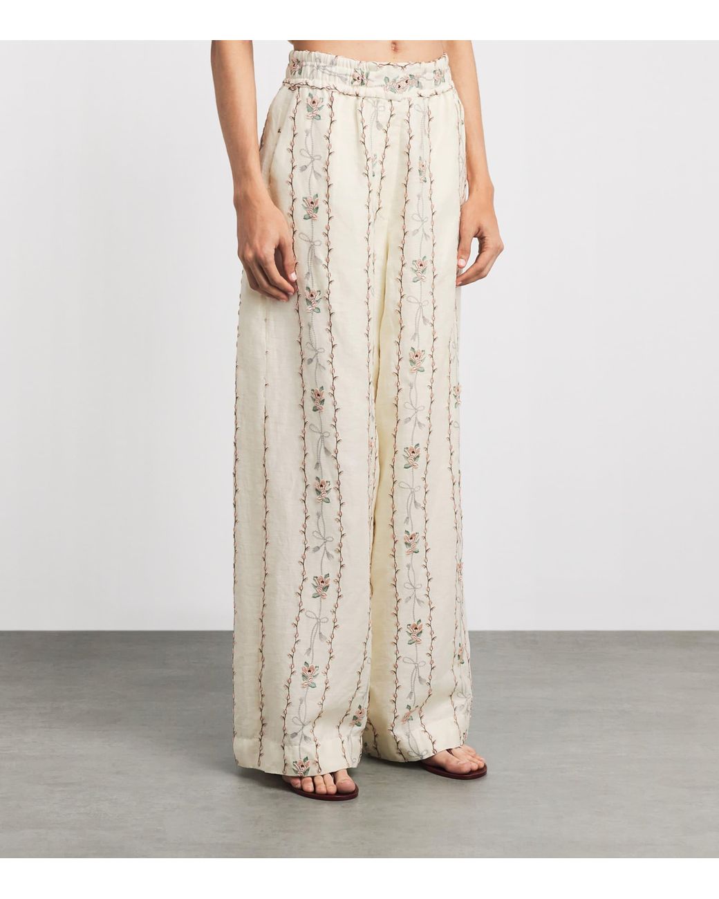 Agua Bendita Natural Linen Tota Navente Wide Trousers