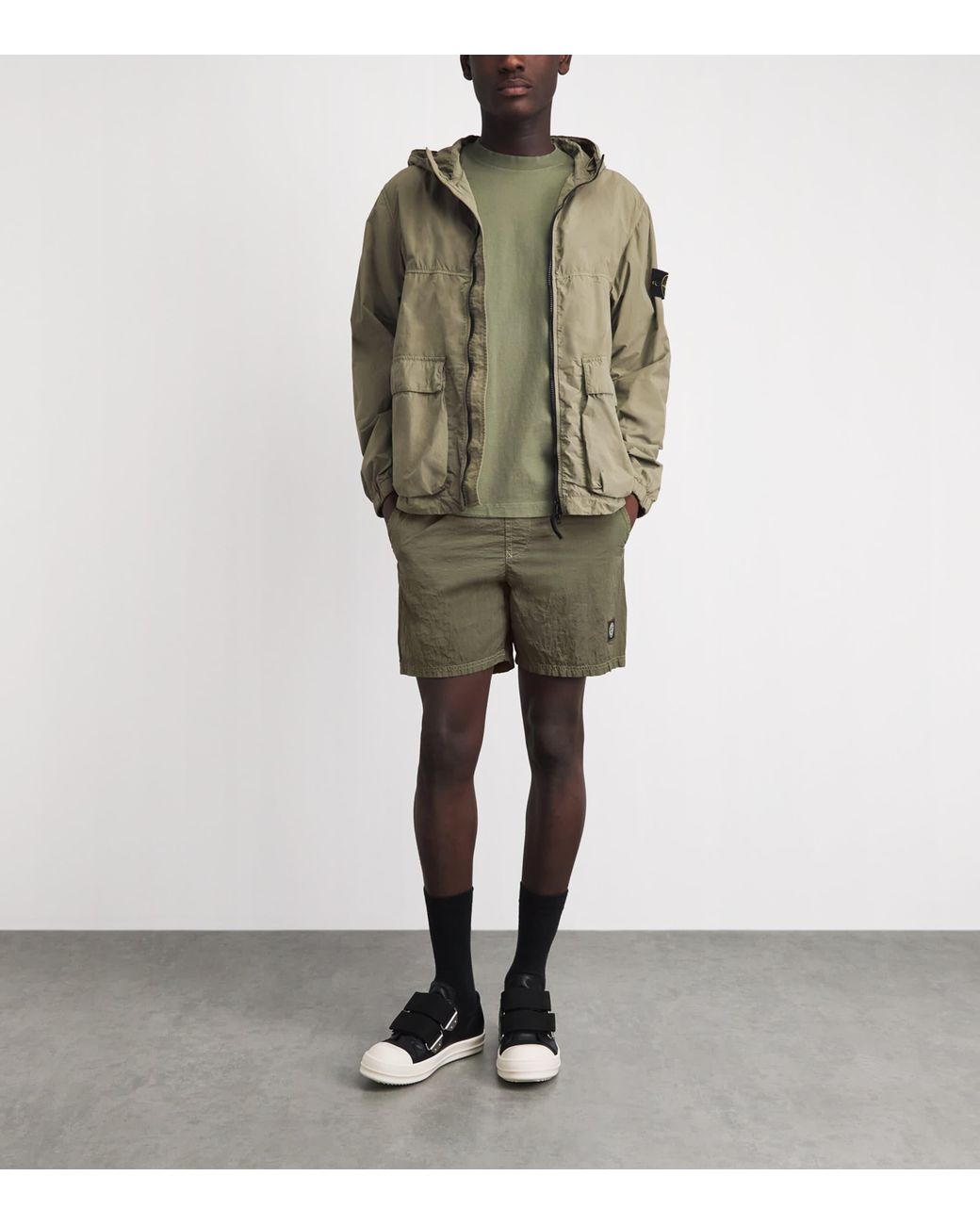 Stone Island Green Recycled Logo Swim Shorts for men