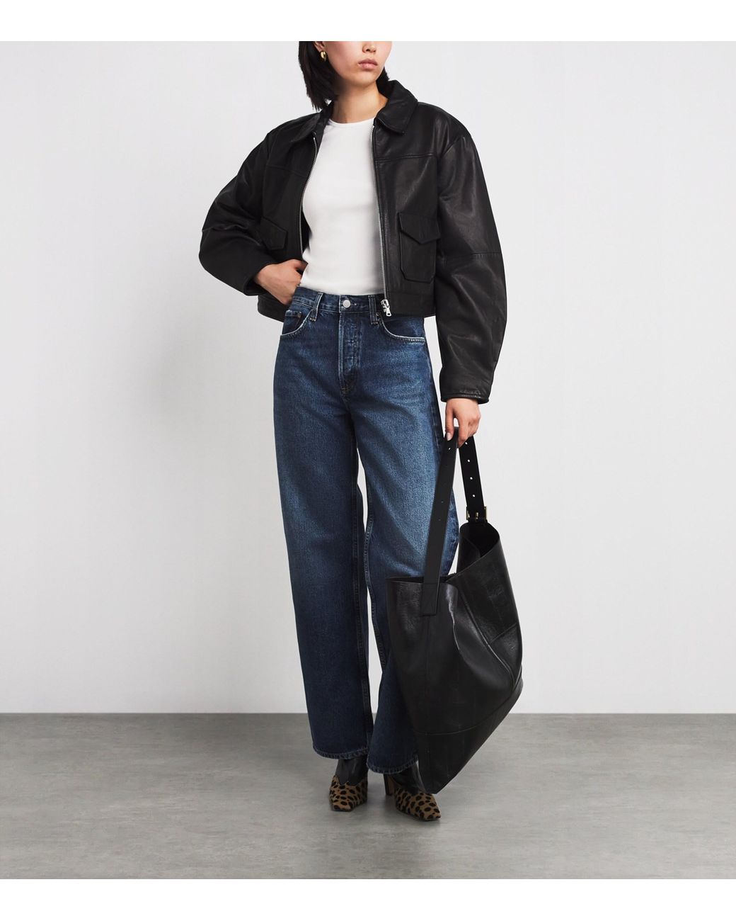 Vince White Ribbed Elbow-Sleeve T-Shirt