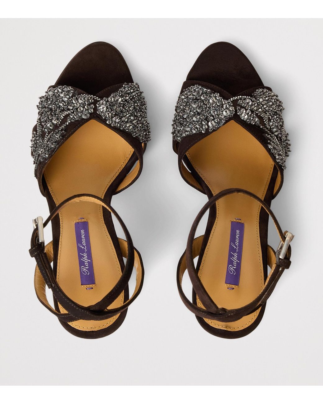 Ralph Lauren Black Suede Ryne Heeled Sandals 95