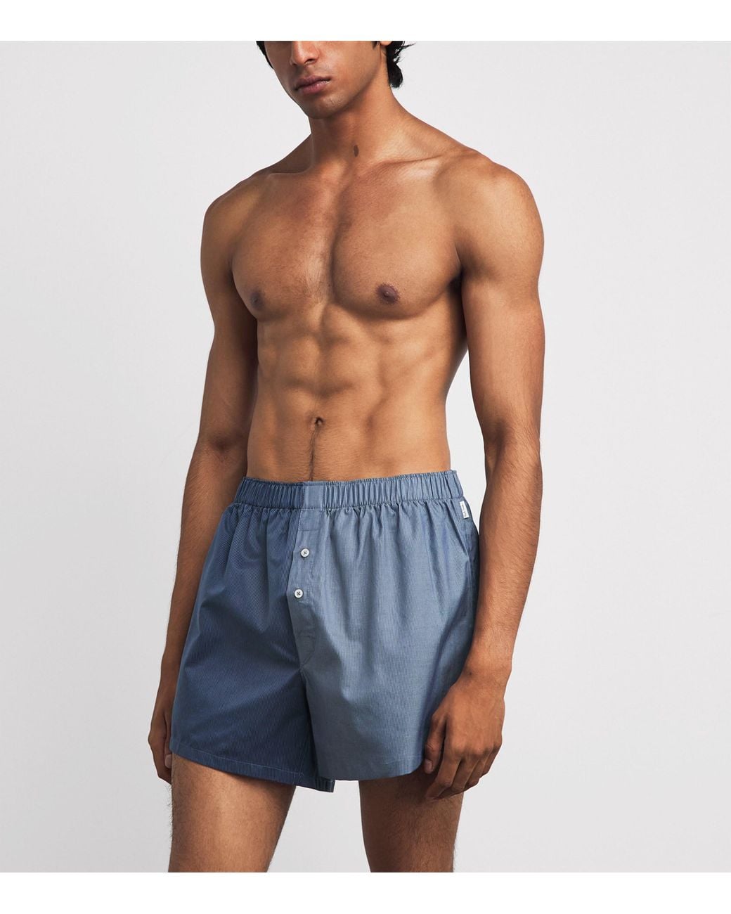 Paul Smith Blue Cotton Stripe Boxer Shorts for men