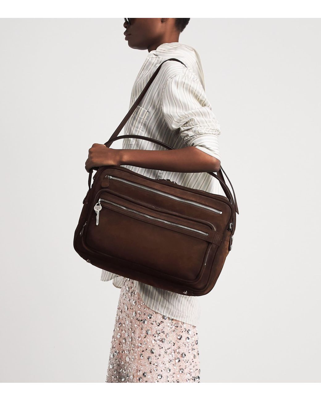 Acne Brown Waxed Leather Camero Party Shoulder Bag