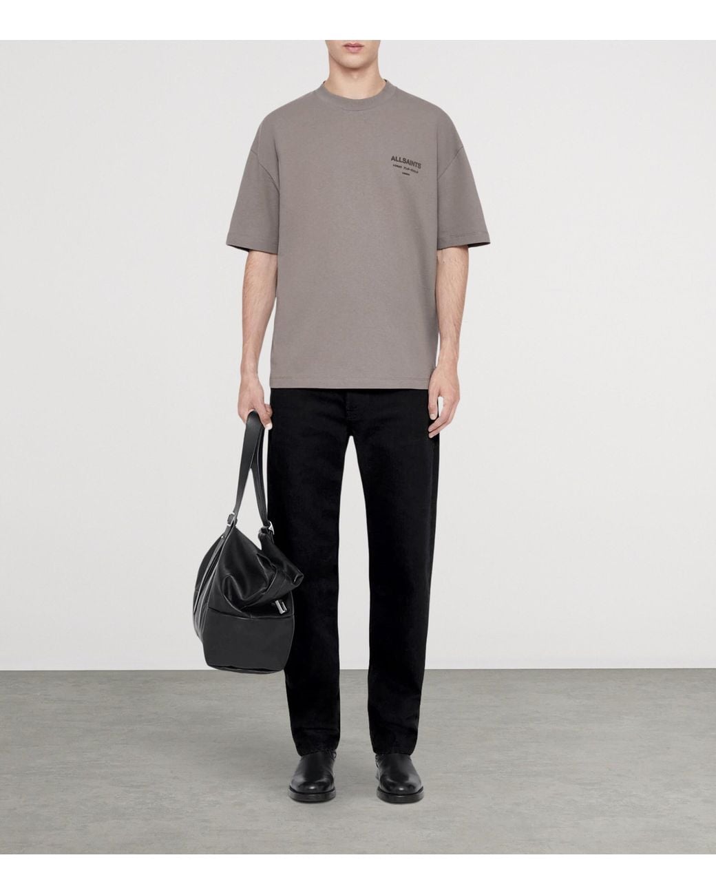 AllSaints Gray Organic Cotton Xander T-Shirt for men