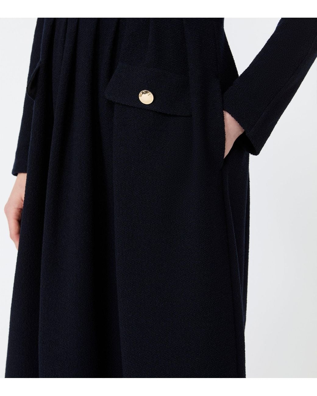 Max Mara Black Jersey Pocket-Detail Midi Dress