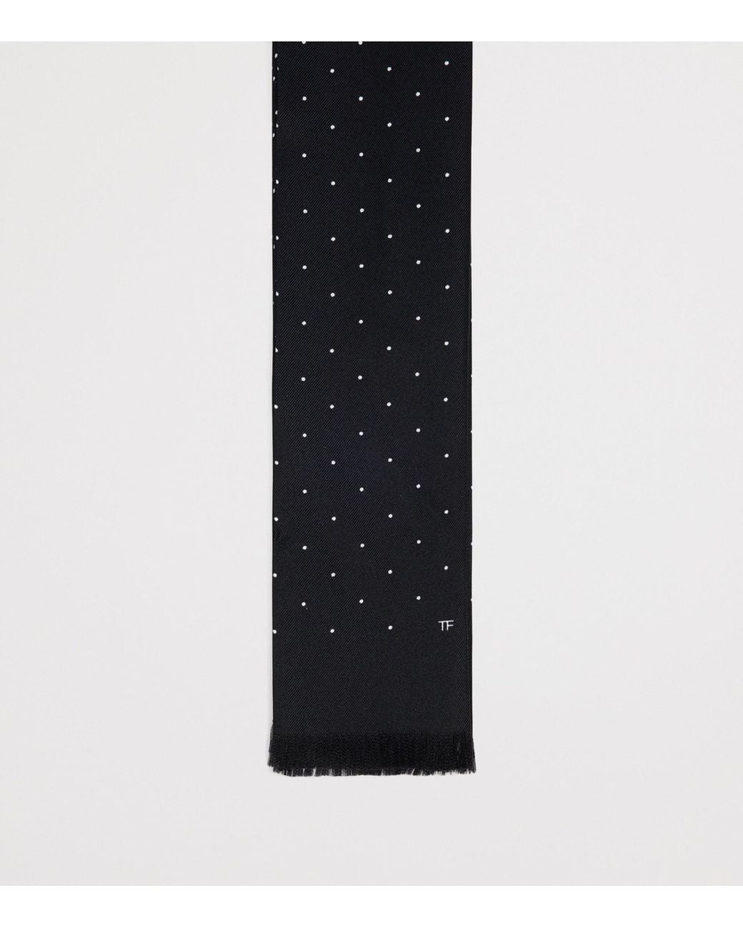 Tom Ford Blue Mulberry Silk Polka-Dot Scarf for men