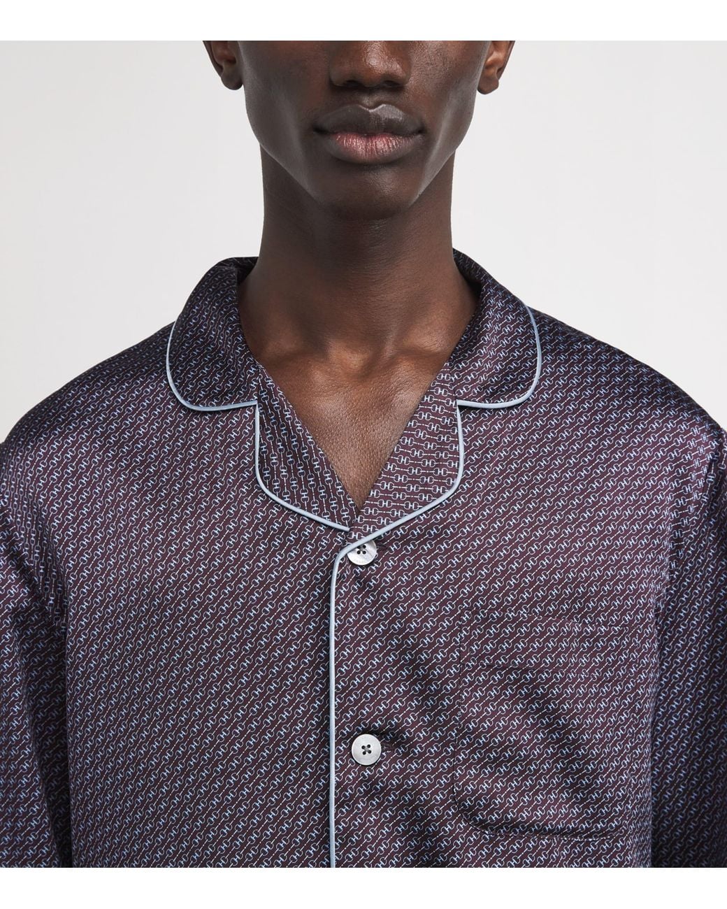 Harrods Blue Silk Snaffle Print Pyjama Set for men