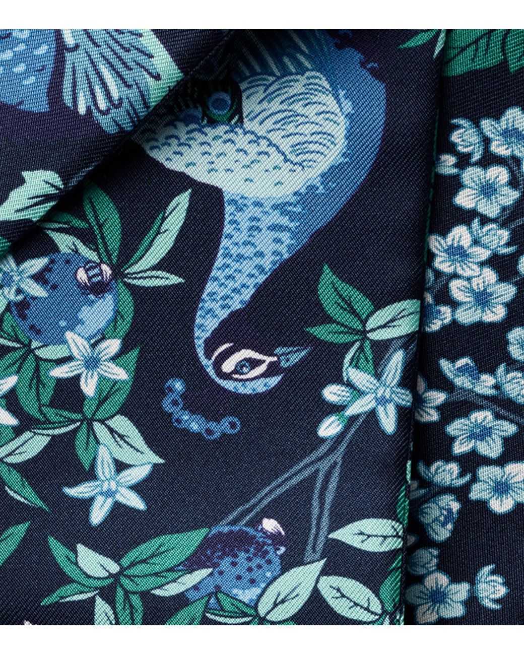 Cartier Blue Silk Blooming Panthère Skinny Scarf
