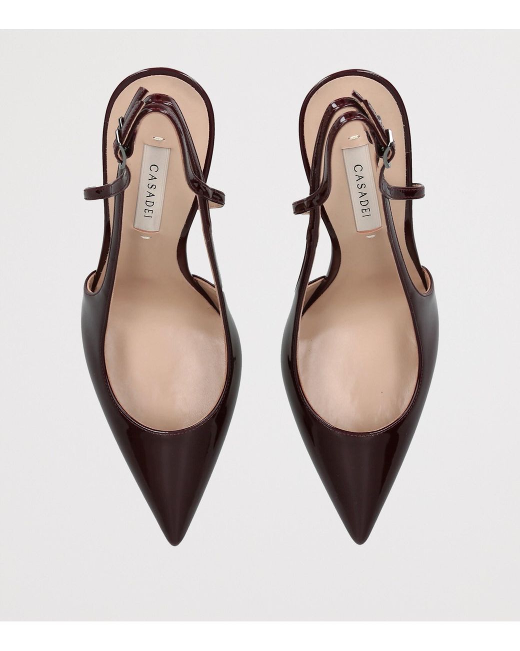 Casadei Brown Patent Leather Julia Tiffany Windsor Slingback Heels 100