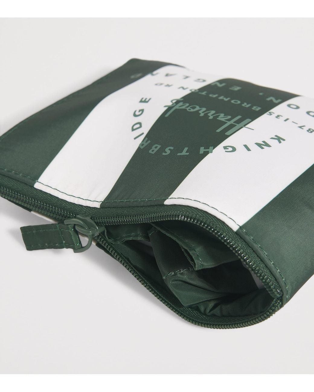 Harrods Green Logo Pocket Shopper Bag