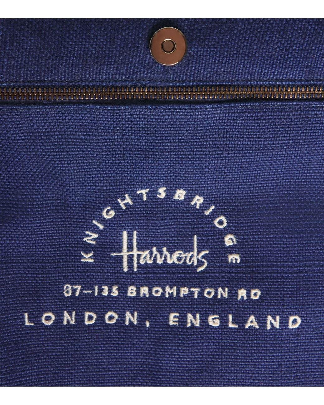 Harrods Blue Jute Stripe Shopper Bag