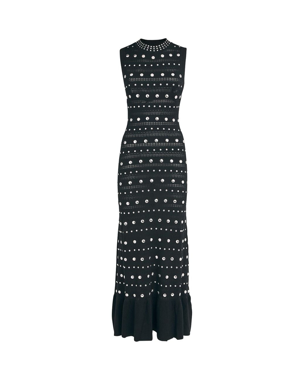 Sandro Stud-Detail Knitted Maxi Dress in Black | Lyst