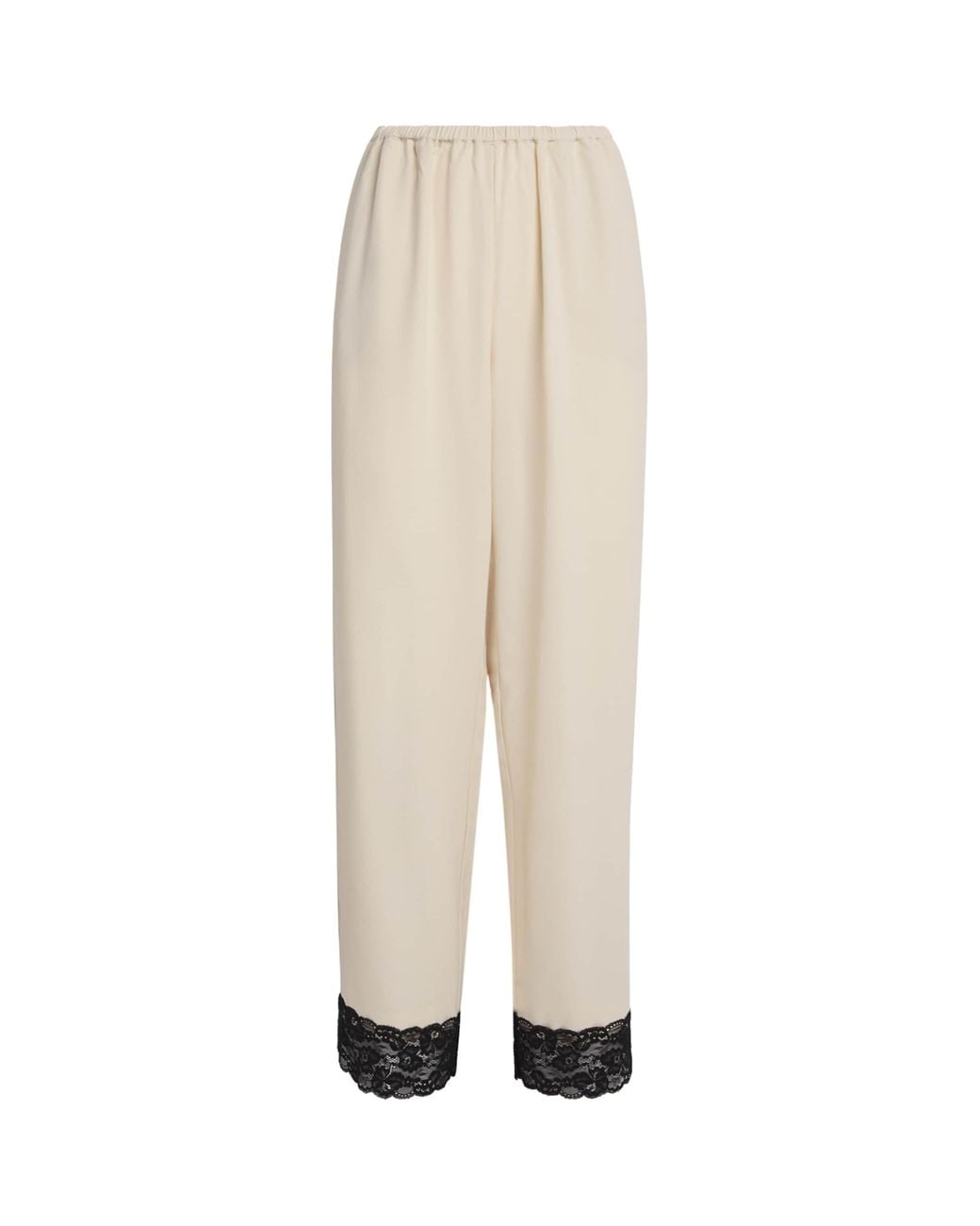 Stylein White Lace-Trim Monteroni Wide-Leg Trousers