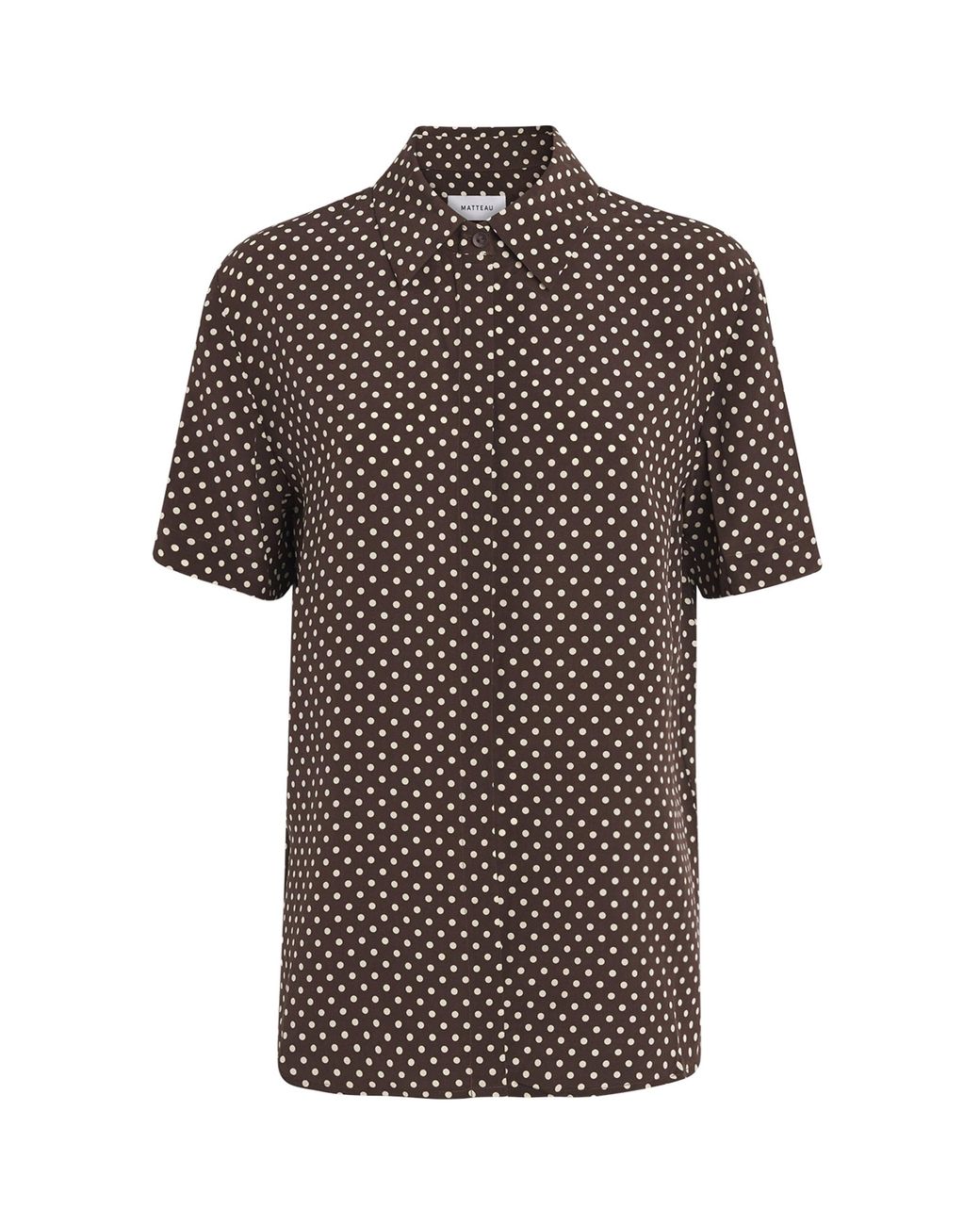Matteau Brown Silk Polka Dot Shirt