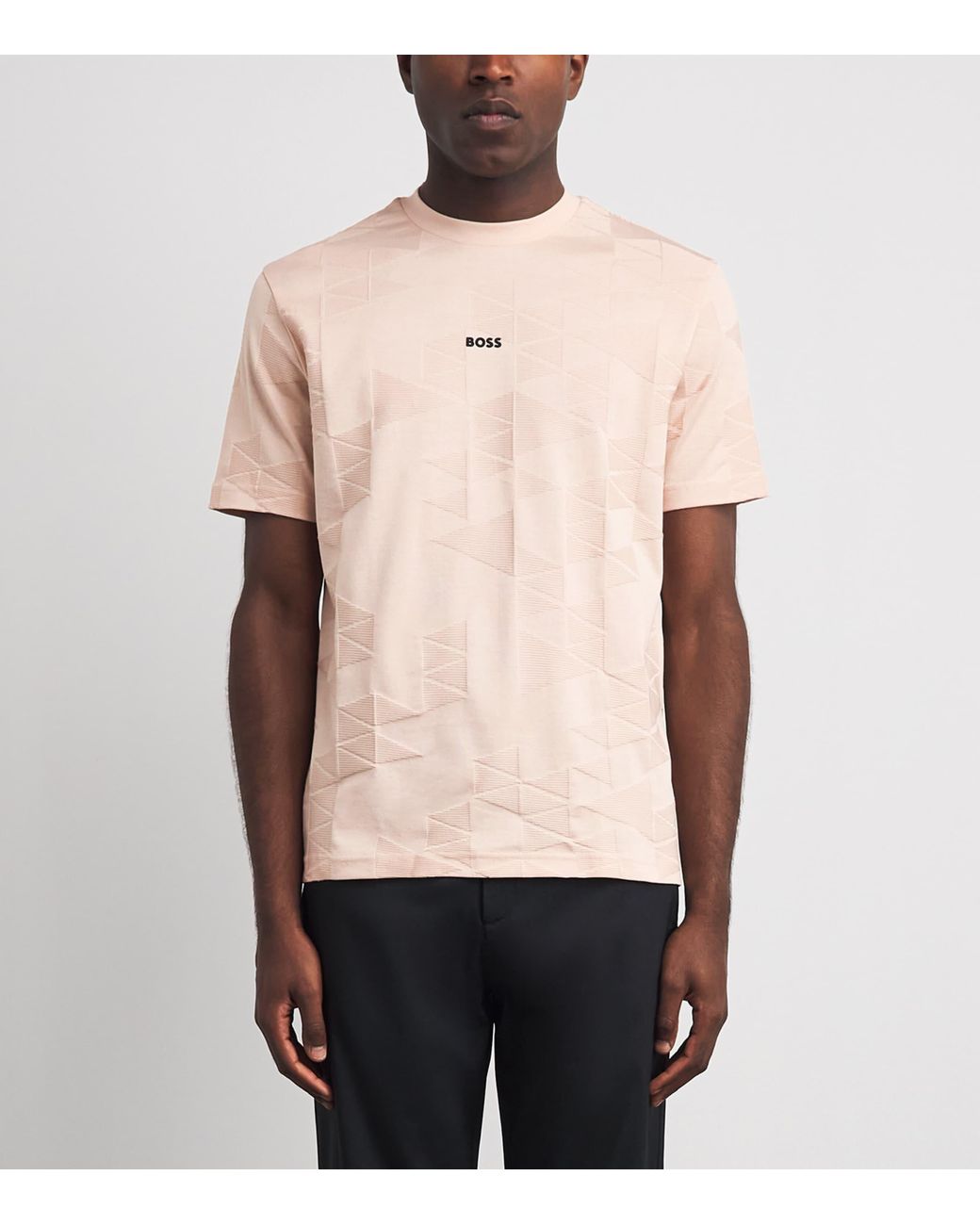 Boss Pink Cotton Network Logo T-Shirt for men