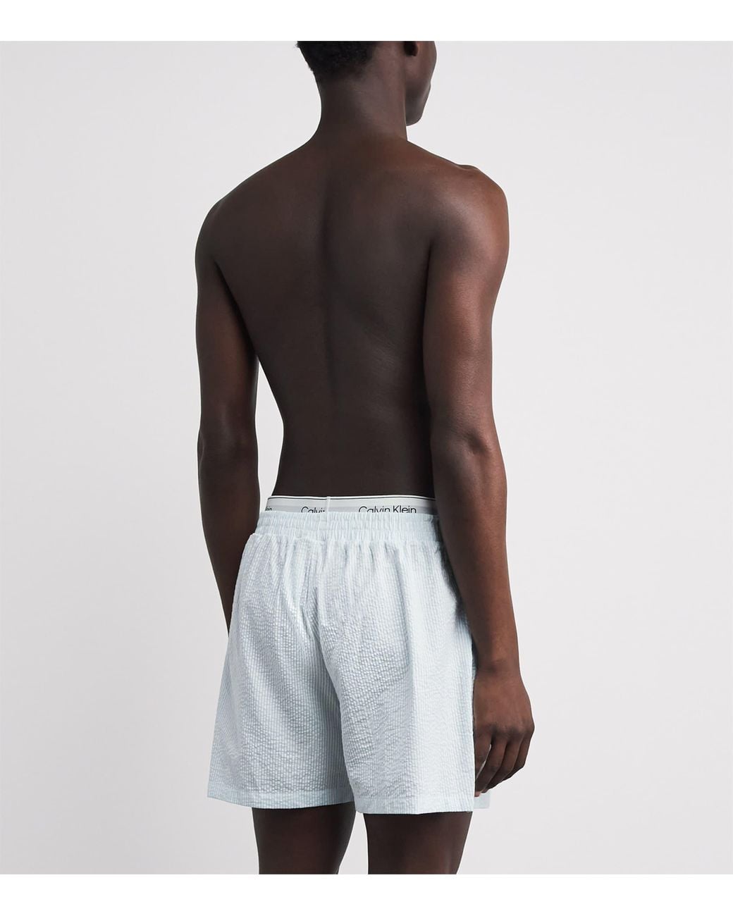 Calvin Klein Blue Cotton Seersucker Stripe Pyjama Bottoms for men