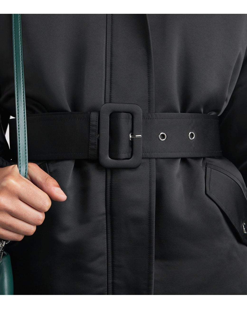 Claudie Pierlot Black Satin Belted Puffer Jacket