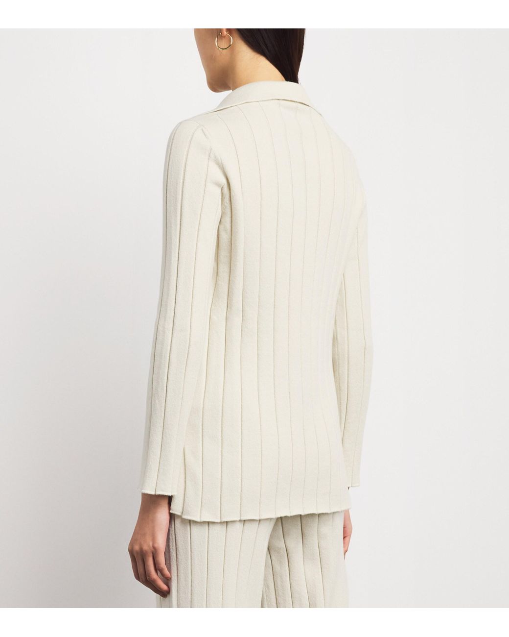 Colombo White Cashmere Ribbed Polo Sweater