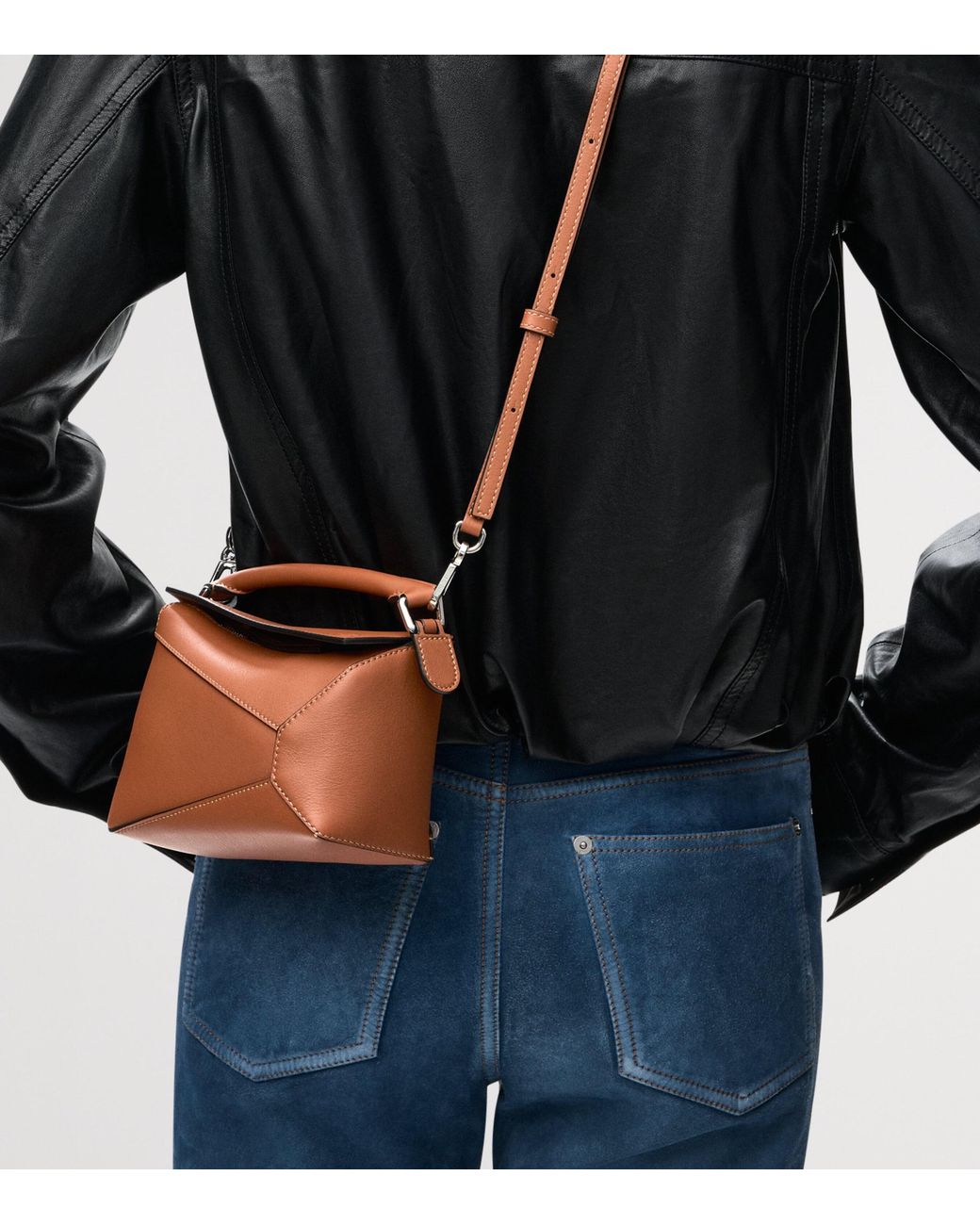 Loewe Brown Mini Leather Puzzle Edge Top-Handle Bag
