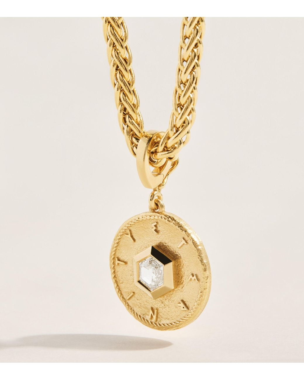 Azlee Metallic Small And Hexagon Diamond Eternity Coin Charm