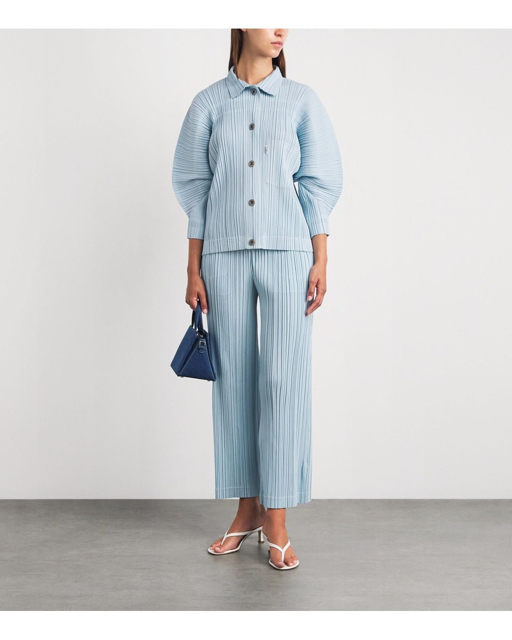 Pleats Please Issey Miyake Blue Cotton Denim Jacket