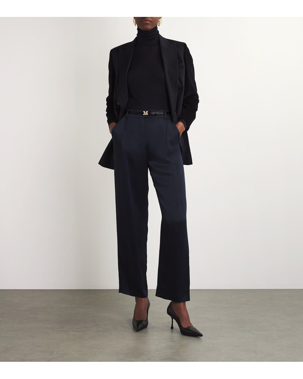 Max Mara Black Leather Monogram Belt